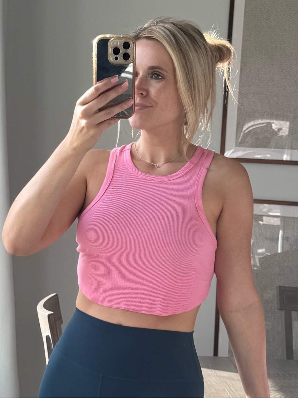 Sleeveless Ribbed Crop Tank Top - Pink